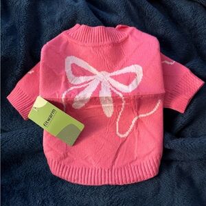FitWarm Pink Bow Knit Dog Sweater size M NEW